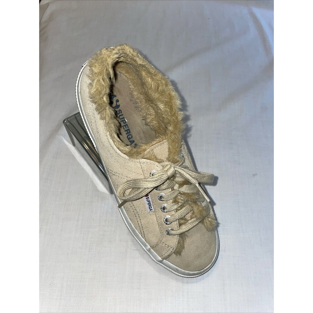 Superga Women’s Fleece Lined Sneakers Size 39.5 U.S. 8.5 M Tan Comfort Party